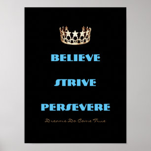 Miss America Style Believe Strive Crown Poster