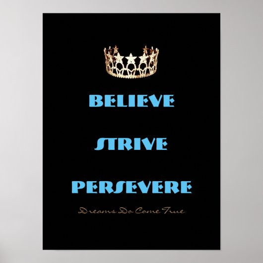 Miss America Style Believe Strive Crown Poster (Voorkant)