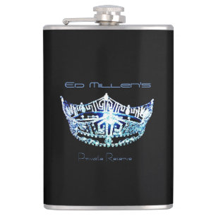 Miss America Style Blue Crown Flask Custom Name Heupfles