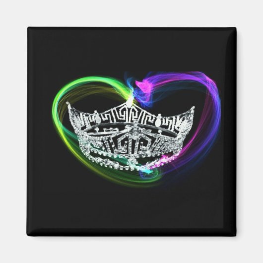 Miss America Style Crown Magnate in Heart Magneet (Voorkant)