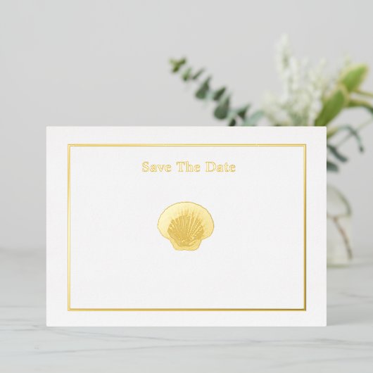 Miss America Style Crown Shell Bewaar de datum Folie Uitnodiging (Staand Voorkant)