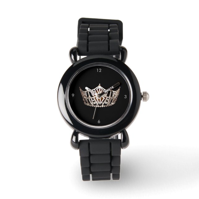 Miss America style Crown Silver Glitter Watch Horloge (Voorkant)