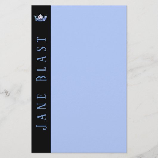 Miss America Style Crown Stationery-Blue/White Briefpapier (Voorkant)