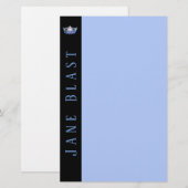Miss America Style Crown Stationery-Blue/White Briefpapier (Voorkant / Achterkant)