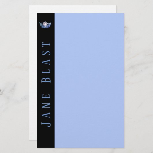 Miss America Style Crown Stationery-Blue/White Briefpapier (Voorkant / Achterkant)