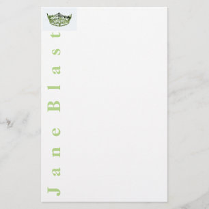Miss America Style Crown Stationery-Green/White Briefpapier