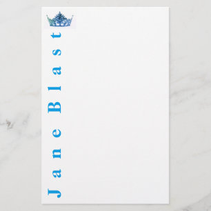 Miss America Style Crown Stationery-Turquoise/Wht Briefpapier