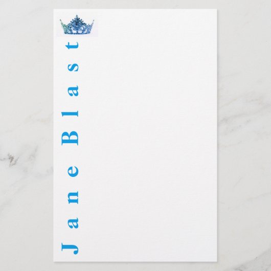 Miss America Style Crown Stationery-Turquoise/Wht Briefpapier (Voorkant)