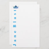 Miss America Style Crown Stationery-Turquoise/Wht Briefpapier (Voorkant / Achterkant)