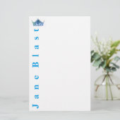 Miss America Style Crown Stationery-Turquoise/Wht Briefpapier (Staand voorkant)