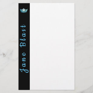 Miss America Style Crown Stationery-Turquoise/Wht Briefpapier