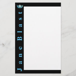 Miss America Style Crown Stationery-Turquoise/Wht Briefpapier