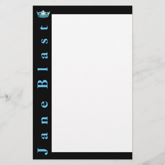 Miss America Style Crown Stationery-Turquoise/Wht Briefpapier (Voorkant)
