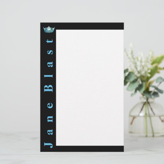 Miss America Style Crown Stationery-Turquoise/Wht Briefpapier (Staand voorkant)