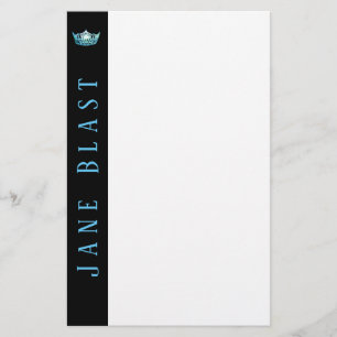 Miss America Style Crown Stationery-Turquoise/Wht Briefpapier