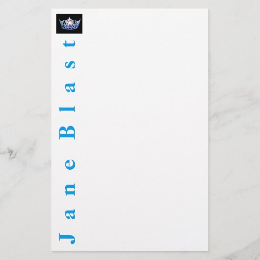 Miss America Style Crown Stationery-Turquoise/Wht Briefpapier (Voorkant)