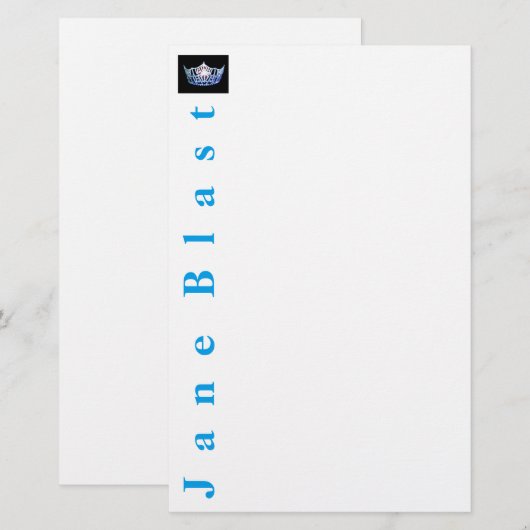 Miss America Style Crown Stationery-Turquoise/Wht Briefpapier (Voorkant / Achterkant)