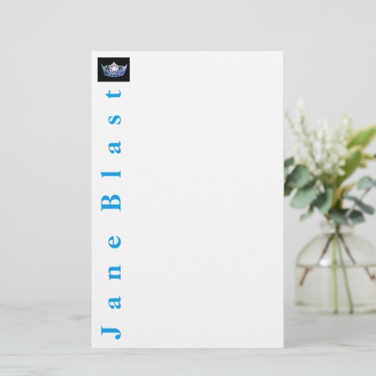Miss America Style Crown Stationery-Turquoise/Wht Briefpapier (Staand voorkant)