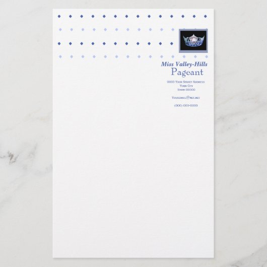 Miss America Style Diamond & Crown Stationery Briefpapier (Voorkant)