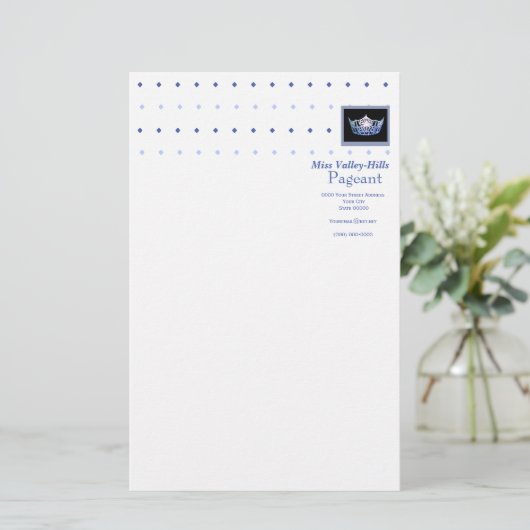 Miss America Style Diamond & Crown Stationery Briefpapier (Staand voorkant)