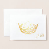 Miss America Style Gold Foil Crown Monogram Kaart (Voorkant met envelop)