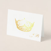 Miss America Style Gold Foil Crown Monogram Kaart (Voorkant)