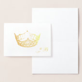 Miss America Style Gold Foil Crown Monogram Kaart (Display)