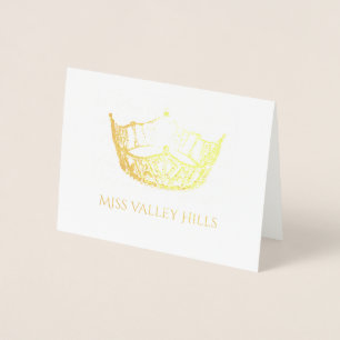 Miss America Style Gold Foil Crown Note Kaart