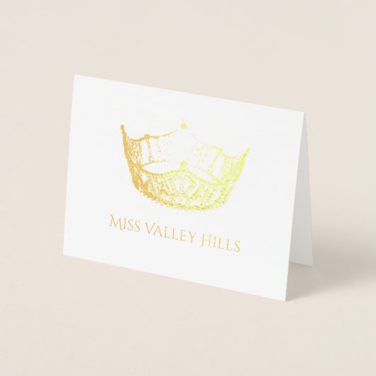 Miss America Style Gold Foil Crown Note Kaart (Voorkant)