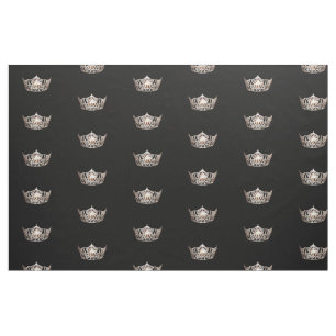 Miss America Style Large Crown Pattern Fabric Stof