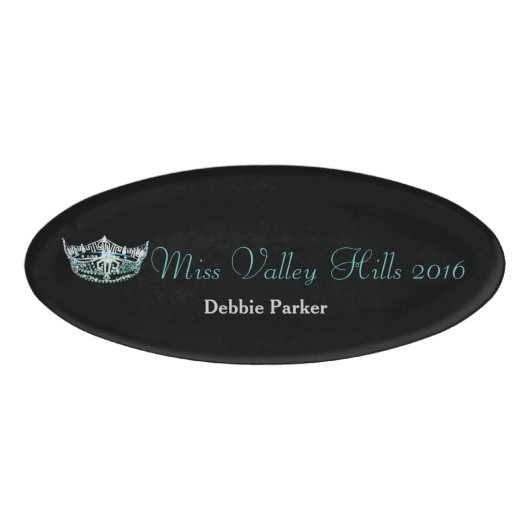 Miss America Style Oval Custom Name Label Naambadge (Voorkant)