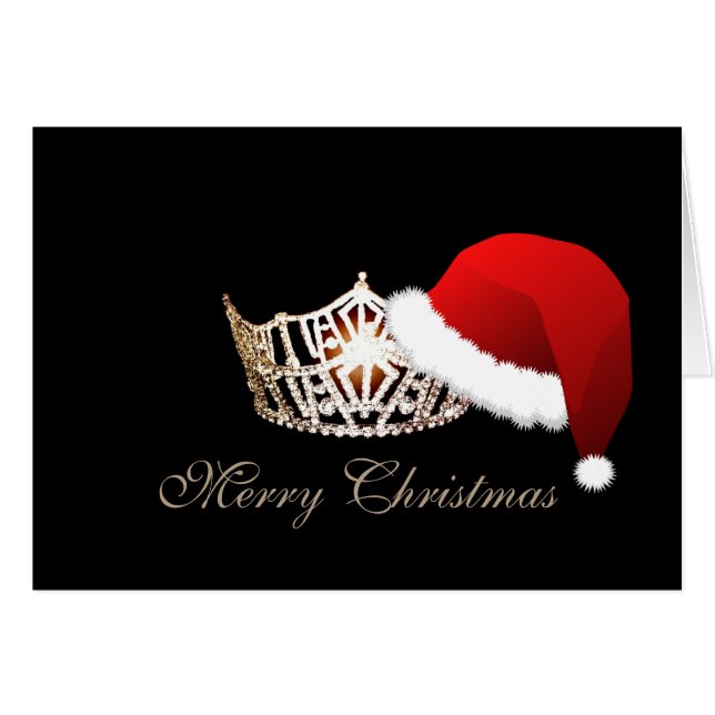Miss America Style Santa Hat Crown-kerstKaart (Voorkant Horizontaal)