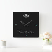 Miss America style Silver Crown Clock Vierkante Klok (Huis)