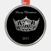 Miss America style Silver Crown kerstversiering Metalen Ornament (Voorkant)
