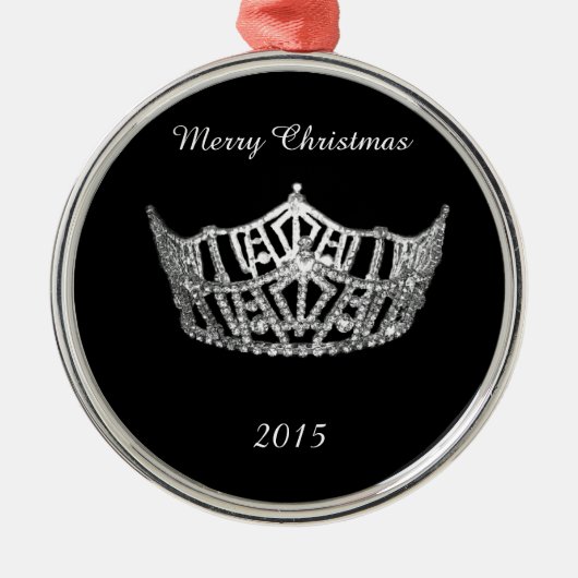 Miss America style Silver Crown kerstversiering Metalen Ornament (Voorkant)
