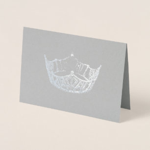 Miss America Style Silver Foiled Crown Card Folie Kaarten