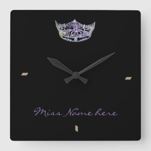 Miss America style Silver Rain Crown Clock Vierkante Klok