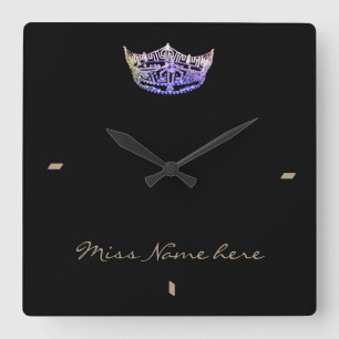 Miss America style Violet Crown Clock Vierkante Klok