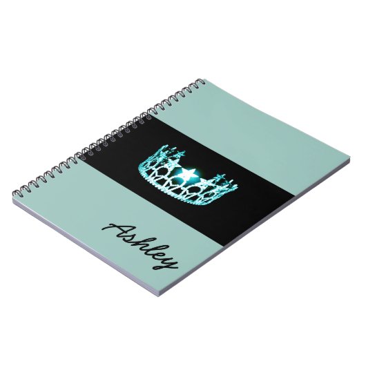 Miss America USA Blauwgroen Crown Custom Aqua Noti Notitieboek (Linkerzijde)