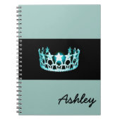 Miss America USA Blauwgroen Crown Custom Aqua Noti Notitieboek (Voorkant)