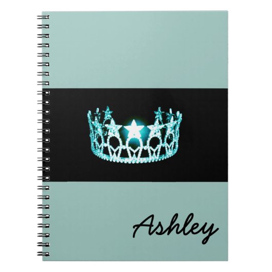 Miss America USA Blauwgroen Crown Custom Aqua Noti Notitieboek (Voorkant)