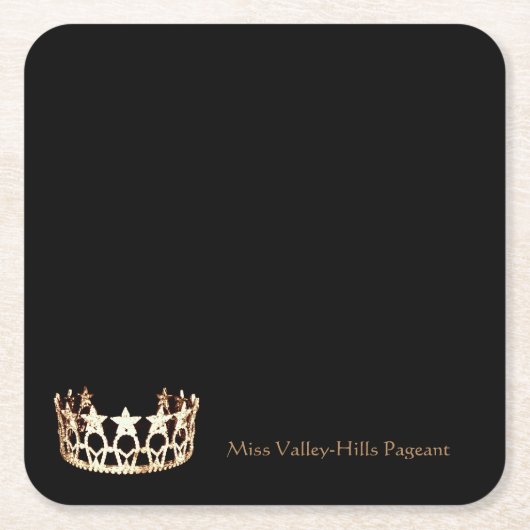 Miss America USA Gold-Stars Crown Paper Onderzette Kartonnen Onderzetters (Voorkant)