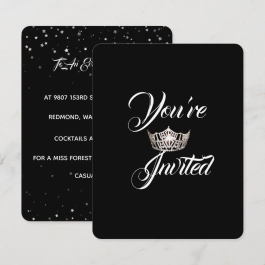 Miss America Zilveren Kroon Feest Uitnodiging-Ster Kaart (Voorkant / Achterkant)