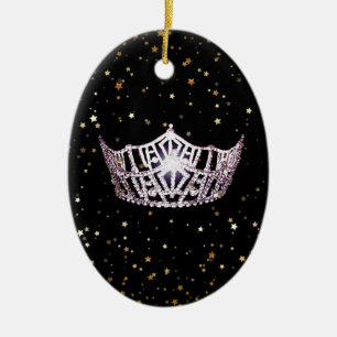 Miss America Zilveren Kroon Kerst Ornament