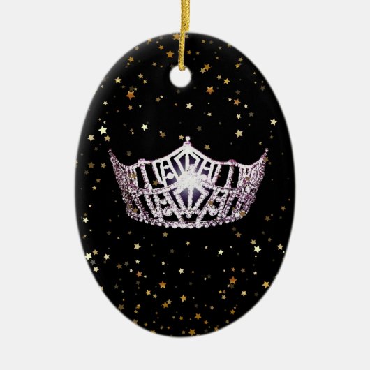 Miss America Zilveren Kroon Kerst Ornament (Voorkant)