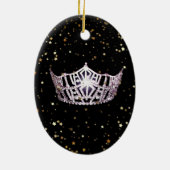 Miss America Zilveren Kroon Kerst Ornament (Achterkant)