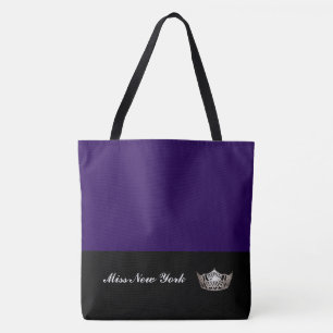 Miss America Zilveren Kroon Tote Tas-LRGE Zwarte B Bag