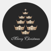 Miss Amerika Kroon Kerstboom Ronde Sticker (Voorkant)