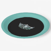 Miss Amerika stijl Blauwgroen Kroon 9" Papieren Bo Papieren Bordje (Gekanteld)