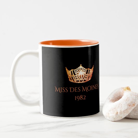 Miss Amerika stijl Custom Naam Oranje Kroon Mok (Met donut)